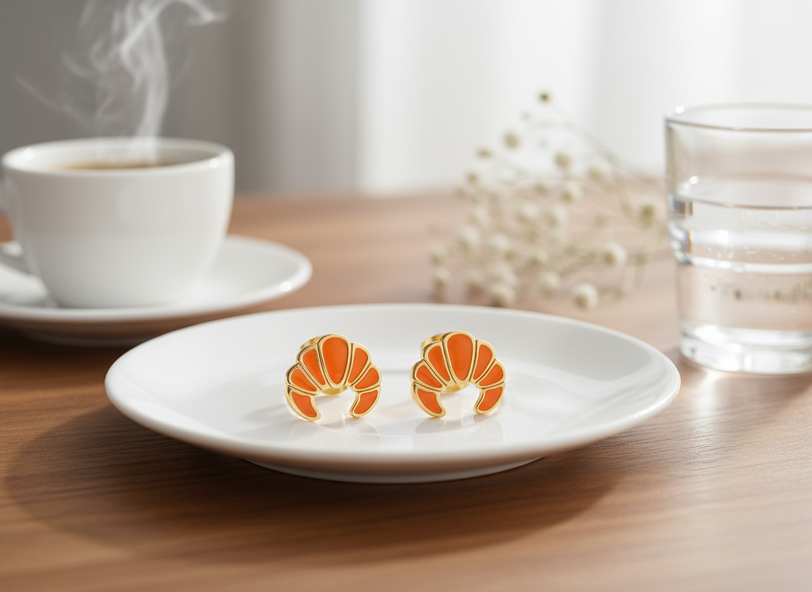 Crave-a-Bite Crew Stud Earrings – Pizza, Burger, Cake & Croissant Set | Fun Food Jewelry Gift for Her
