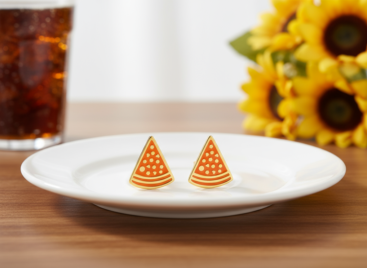 Crave-a-Bite Crew Stud Earrings – Pizza, Burger, Cake & Croissant Set | Fun Food Jewelry Gift for Her