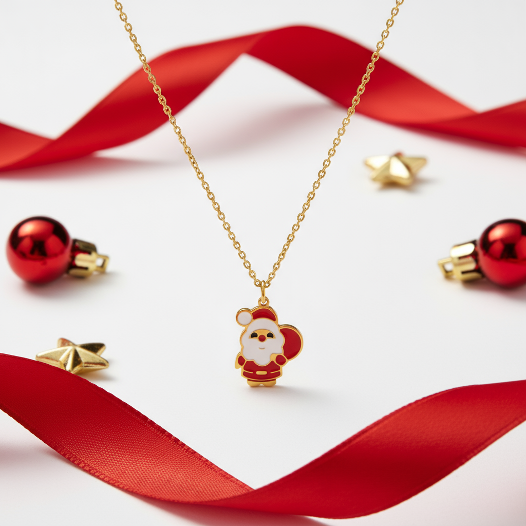 Festive Santa Necklace – Holiday Jewelry