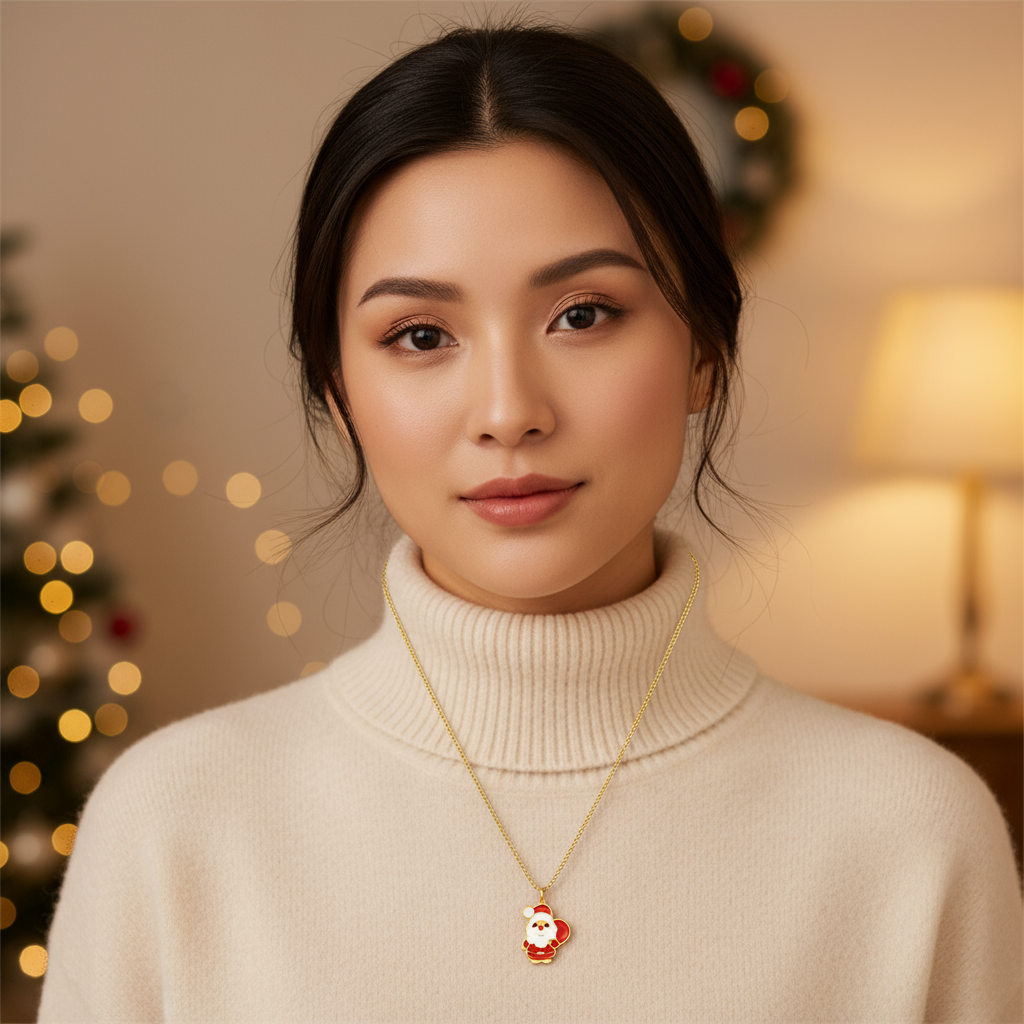 Festive Santa Necklace – Holiday Jewelry