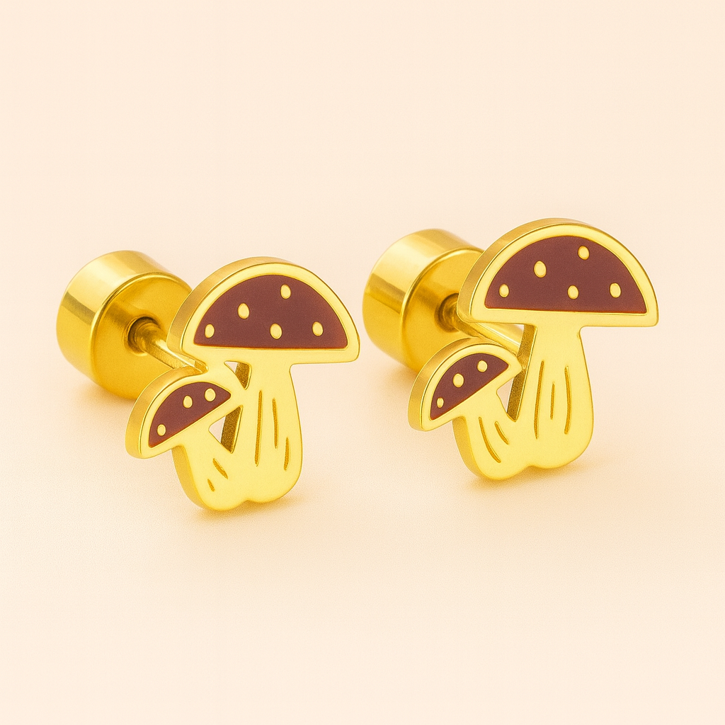 Veggie Whimsy Stud Earrings – Tomato, Pumpkin, Mushroom & Lettuce Set | Funny Kawaii Veggie Jewelry