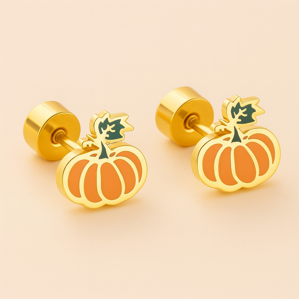 Veggie Whimsy Stud Earrings – Tomato, Pumpkin, Mushroom & Lettuce Set | Funny Kawaii Veggie Jewelry