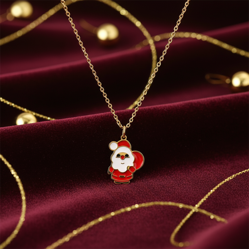 Festive Santa Necklace – Holiday Jewelry